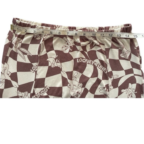 Looney Tunes Women's Large Graphic Print Mini  Checked Brown Skirt Retro - Picture 2 of 5